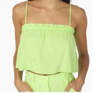 BNWT - WEWOREWHAT RUFFLE CAMI TOP SHARP LIME GREEN - XS